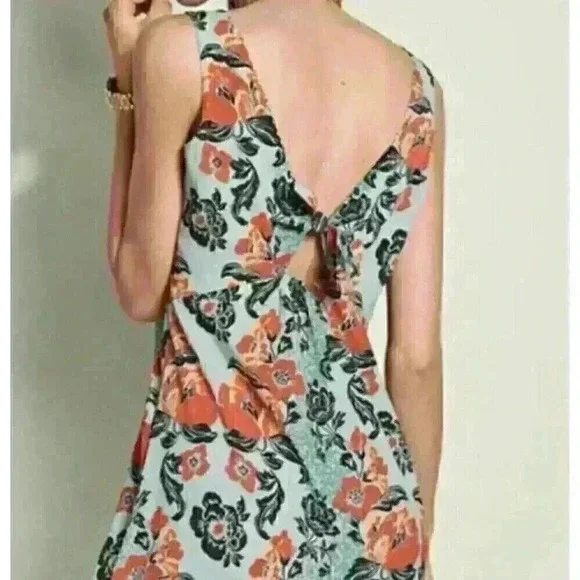 CAbi Dress Womens Small Maya Sleeveless Blue Orange Floral Resort - Picture 2 of 6